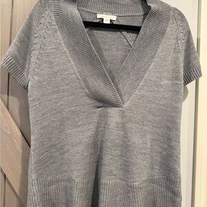 Coldwater Creek Gray V-Neck Sweater with Knit Texture